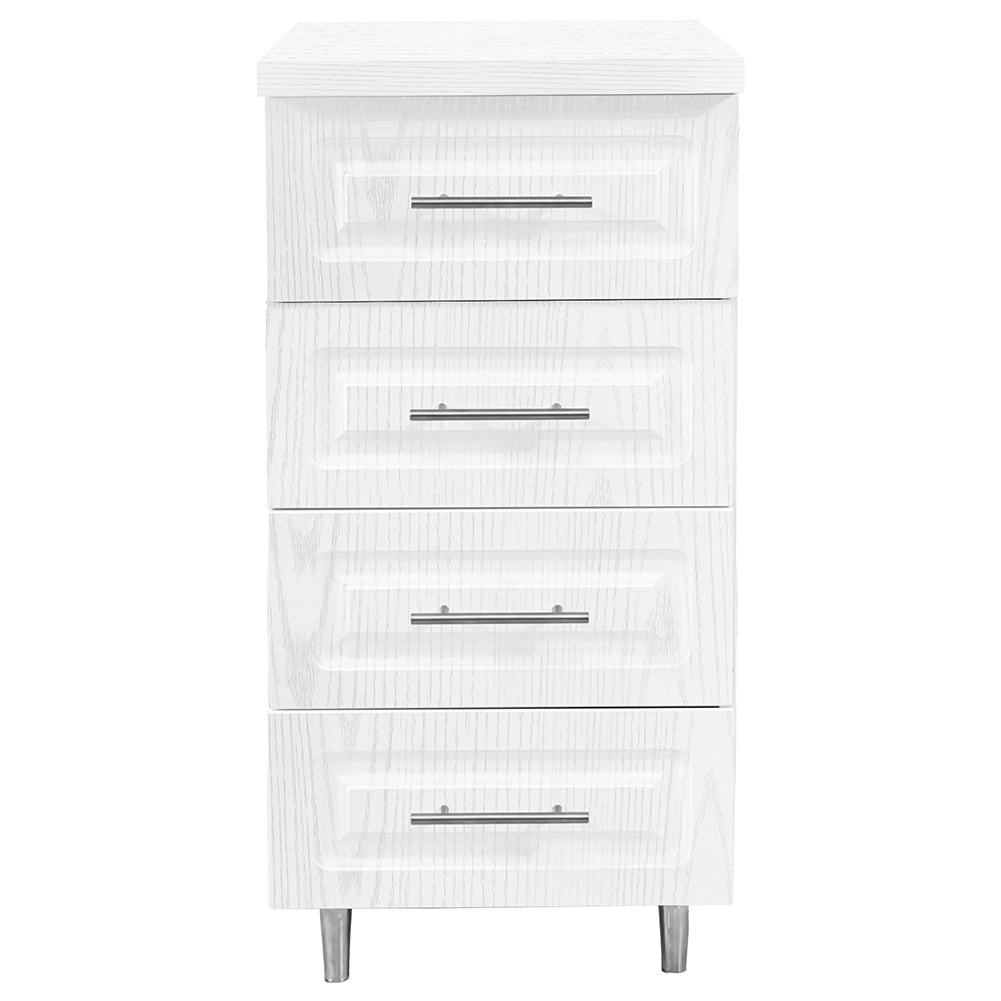 Cassettiera per Cucina Mobile Design Boiserie 4 Cassetti Legno Bianco Frassinato
