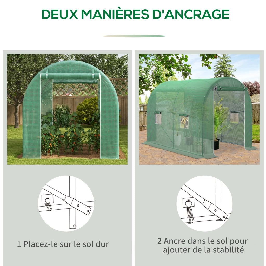 Serra da Giardino Tunnel ¨C Minimal ¨C Verde 6 m2 con 4 Finestre