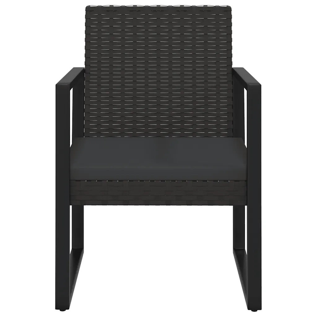 Set Divani da Giardino 4 pz | Set Salotto da Giardino con Cuscini Nero in Polyrattan