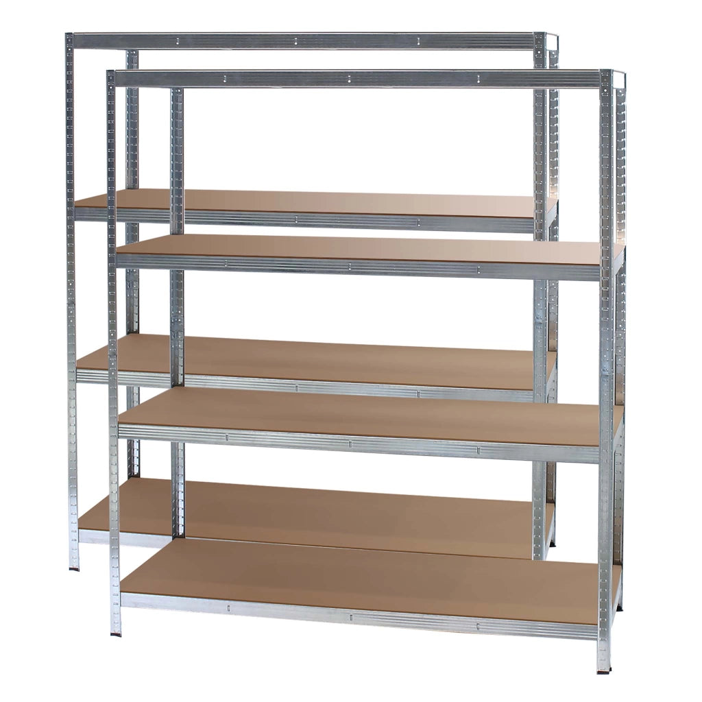 Set 2x Scaffali zincati a incastro per carichi pesanti 160x60x180cm 4 ripiani 175kg/piano