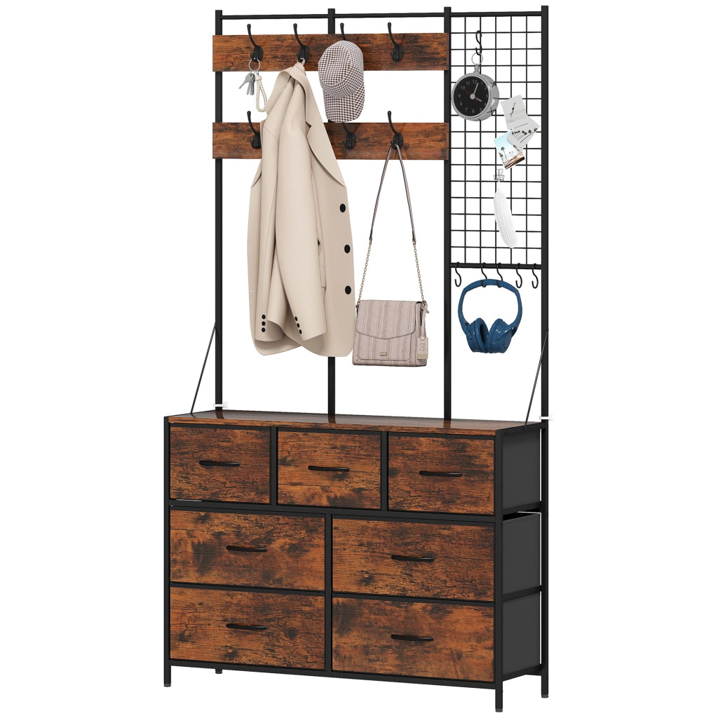 Mobile ingresso con appendiabiti e cassetti ¨C zephmum ¨C marrone 100x30x183 cm