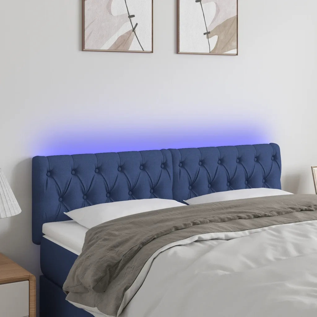 Testiera | Testata a LED Blu 144x7x78/88 cm in Tessuto