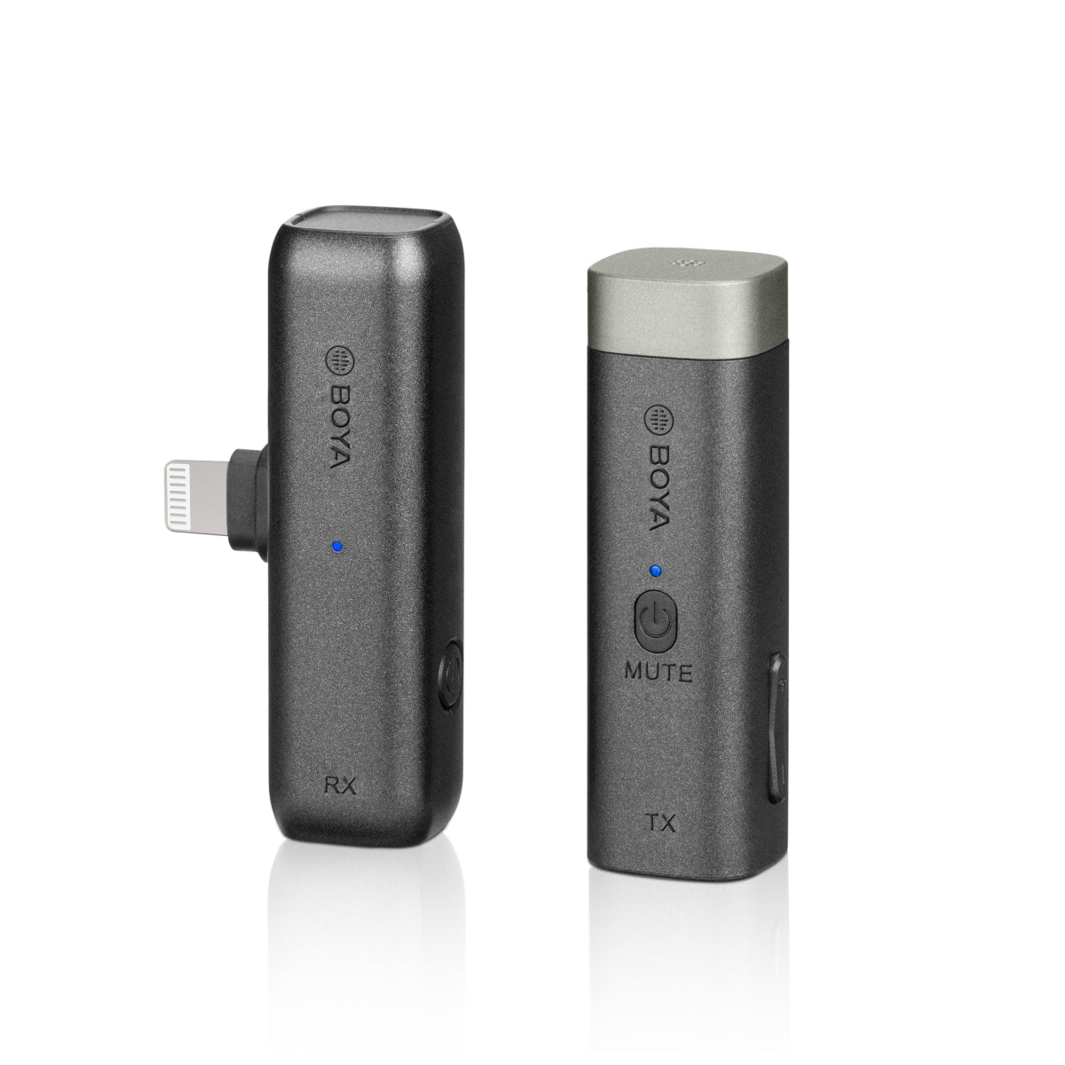 Microfono wireless BOYA WM3D con adattatore Lightning e scatola di custodia e ricarica I Microfono wireless a 2,4 GHz in microfono omnidirezionale I Per fotocamera, PC