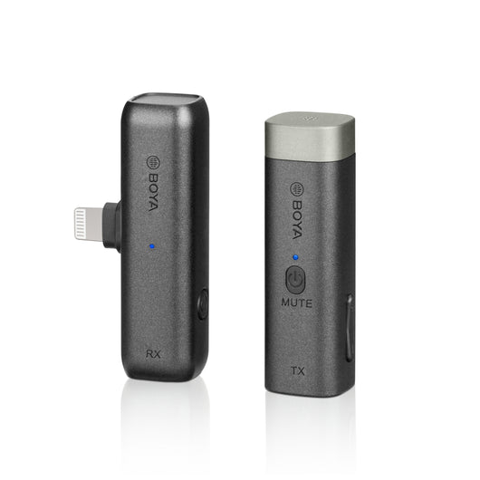 Microfono wireless BOYA WM3D con adattatore Lightning e scatola di custodia e ricarica I Microfono wireless a 2,4 GHz in microfono omnidirezionale I Per fotocamera, PC