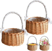 Set di due fioriere intrecciate per la sposa - piccole ceste di paglia per fiori di riso - decorazione da tavola con cerniera.