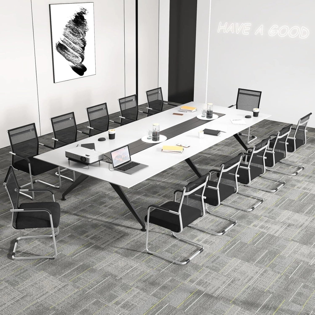 Set di 4 sedie da ufficio impilabili, sedie per sale riunioni con tessuto a rete, sedie visitatori telaio in metallo, sedie per reception moderne per ufficio, riunione
