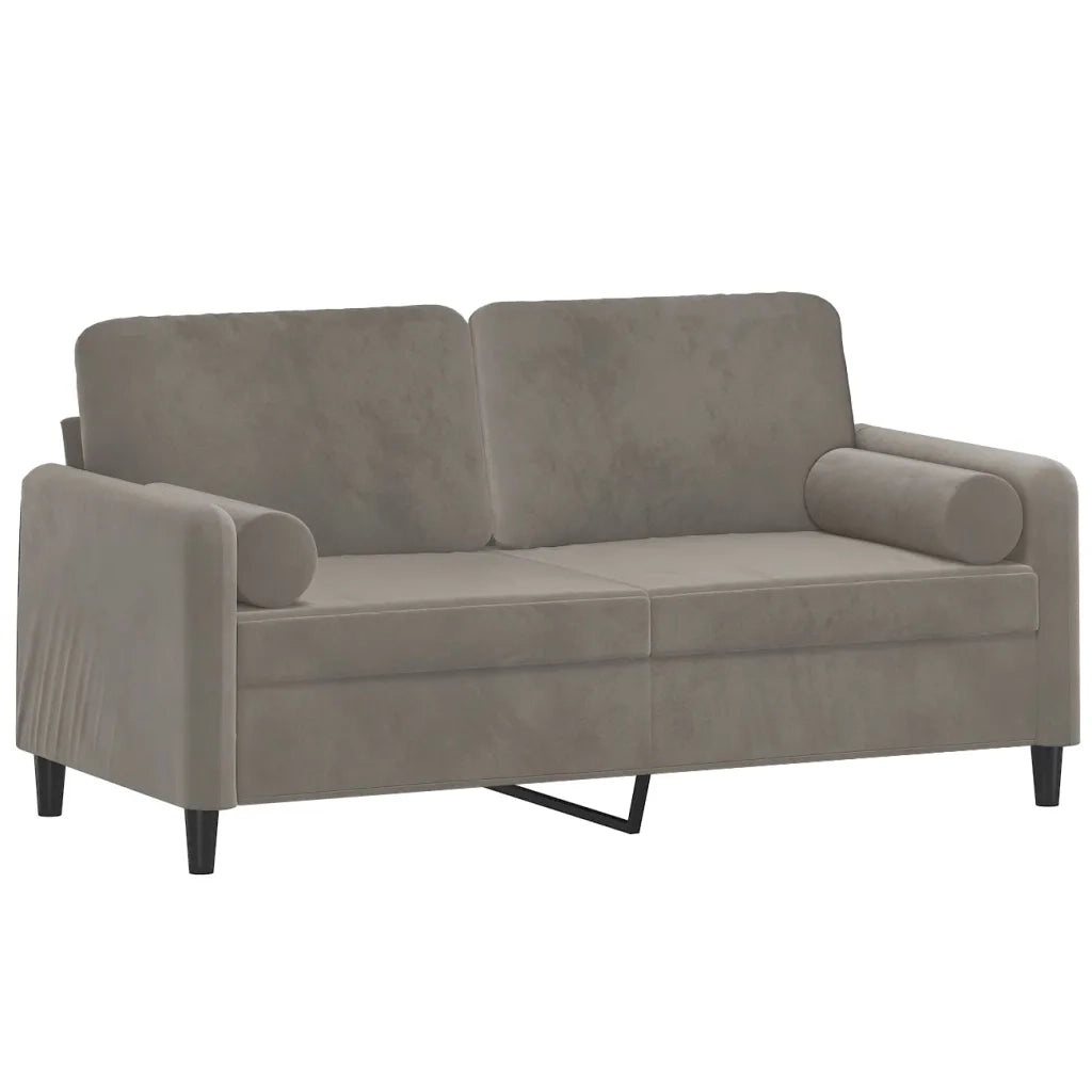 Divano a 2 Posti con Cuscini Grigio Chiaro 140 cm in Velluto 3153091