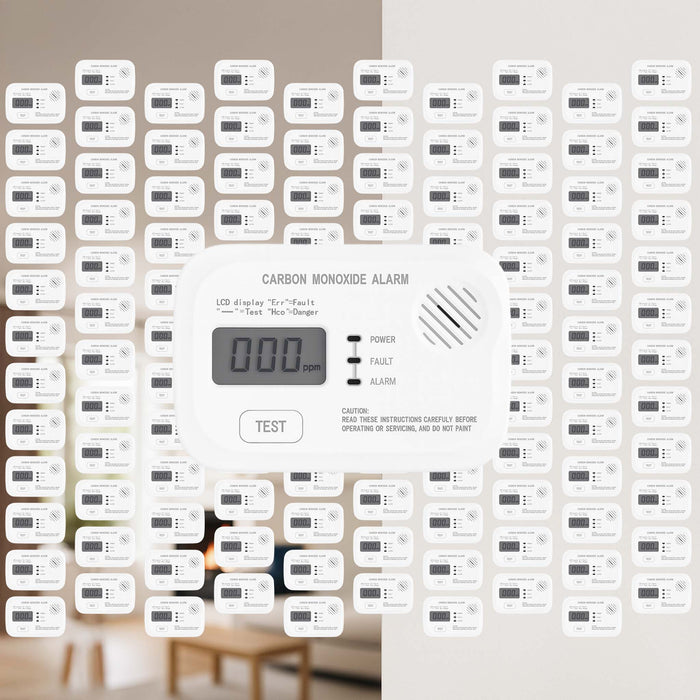 Set 120x Rilevatore monossido di carbonio con display 120 x 74 x 31 mm, allarme CO con batterie sostituibili incluse