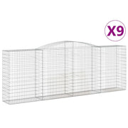 Set di 9 gabbioni ad arco per recinzione gabbia o muro di contenimento 400 x 50 x 140/160 cm ferro zincato argento 02_0041311