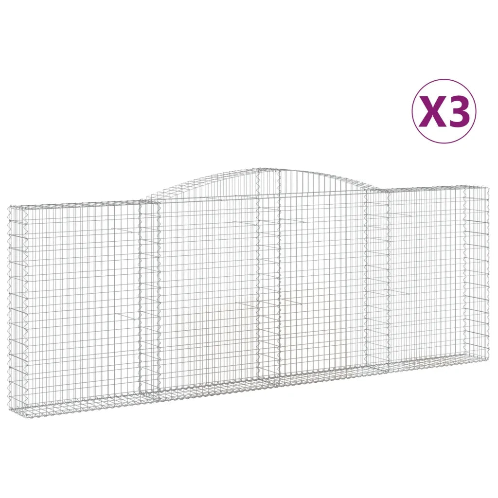 Cesti Gabbioni ad Arco 3 pz 400x30x140/160 cm Ferro Zincato 3146893
