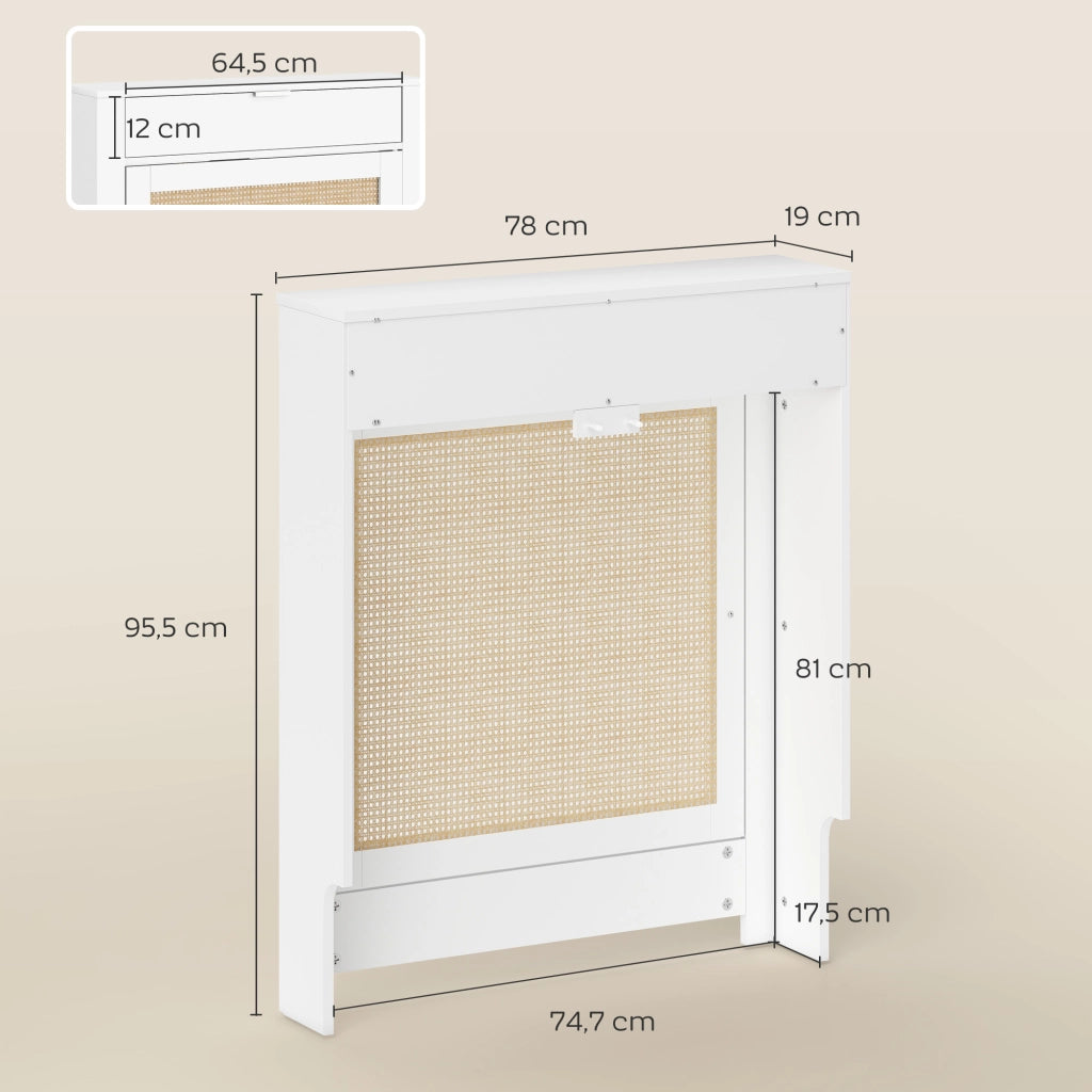 Cubre Radiatori con Porta e Rattan ¨C Minimal ¨C Bianco