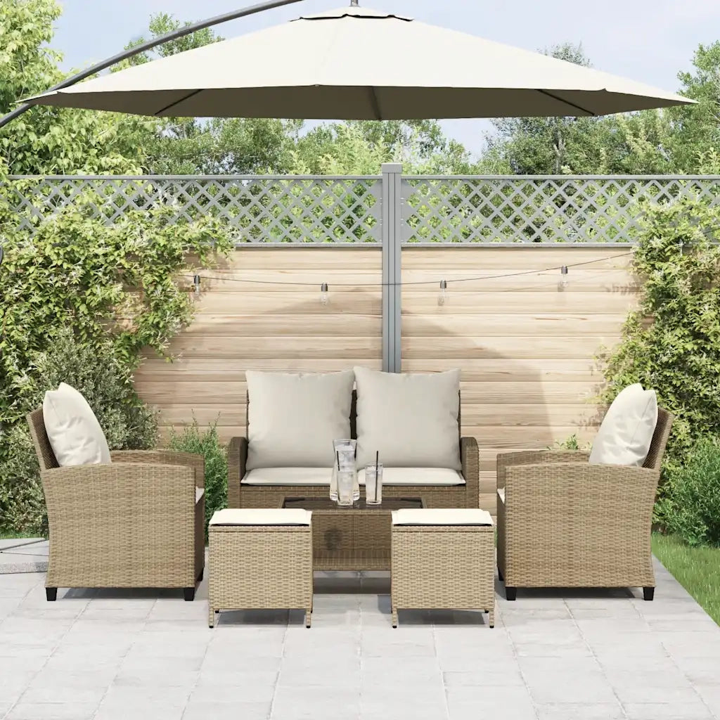 Set Divano da Giardino 6 pz con Cuscini Beige in Polyrattan 3324581