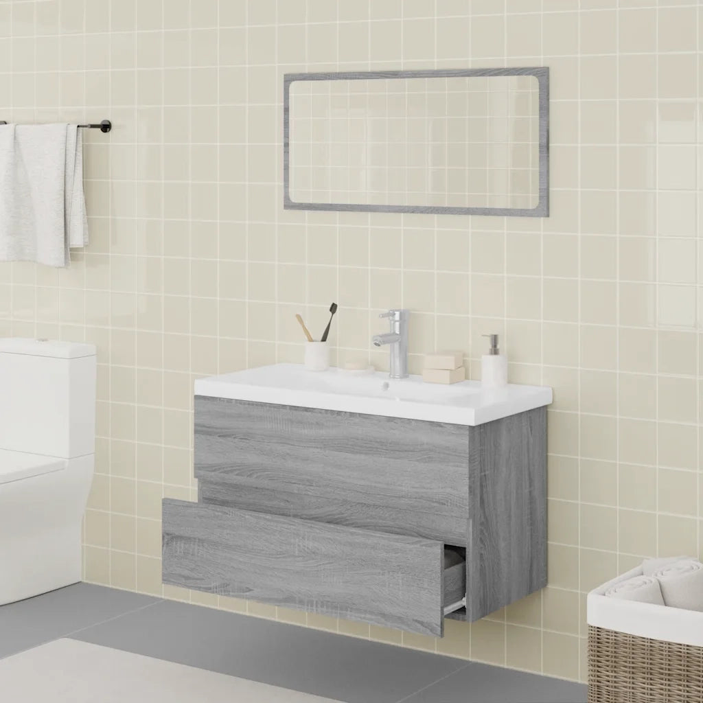 Set di Mobili da Bagno | Armadio da bagno Grigio Sonoma in Legno Multistrato