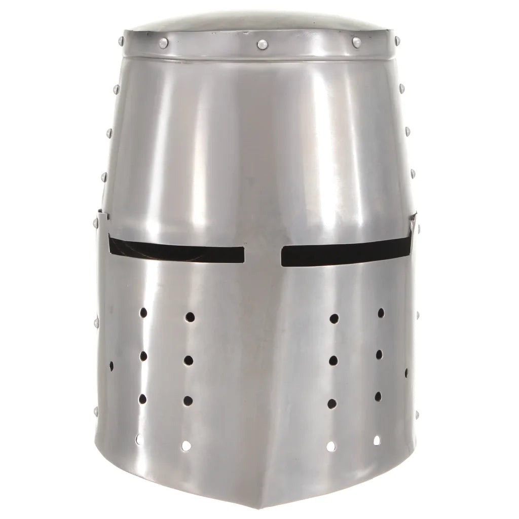 Elmo da Cavaliere Medievale Antico LARP in Acciaio Argento 286117
