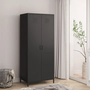 Armadio Seinäjoki per Guardaroba in Acciaio 180 x 76 x 50 cm - Nero Opaco [en.casa]