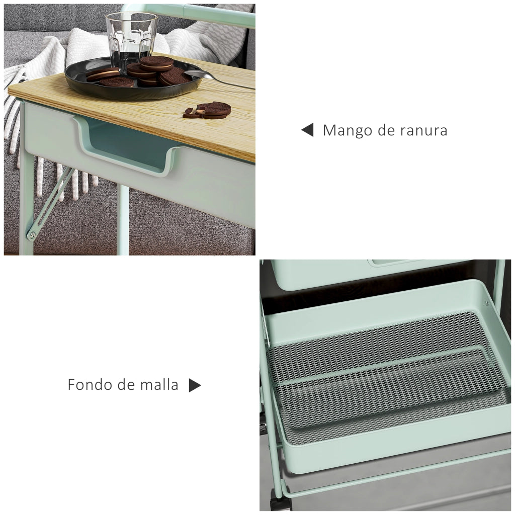 Carrello cassettiera con ruote ¨C zephmum ¨C verde chiaro 60x40x80