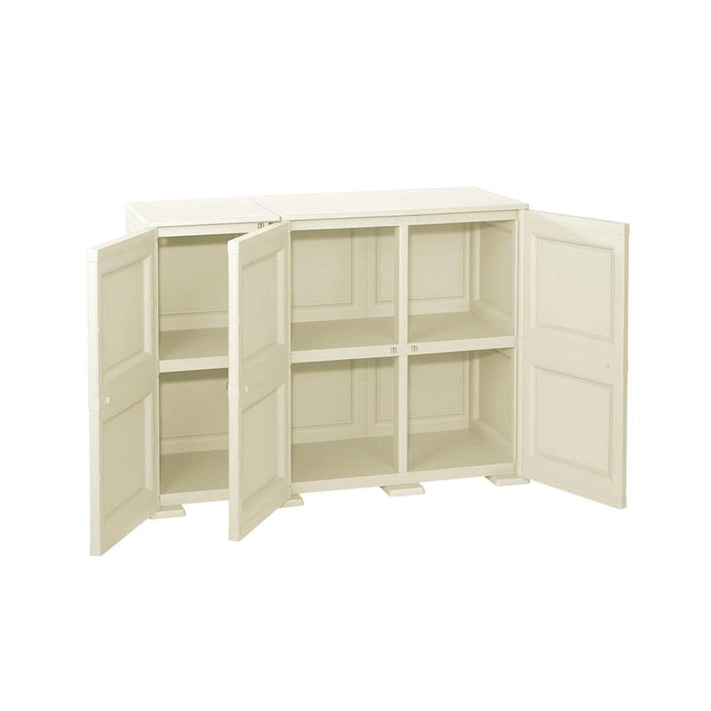 ARMADIO 3 ANTE ANGORA 118X43X85,5 CM CON PUNTALI E ANTE TRAFORATE – MOBILE COMPATTO DECORATIVO PER ZONA GIORNO