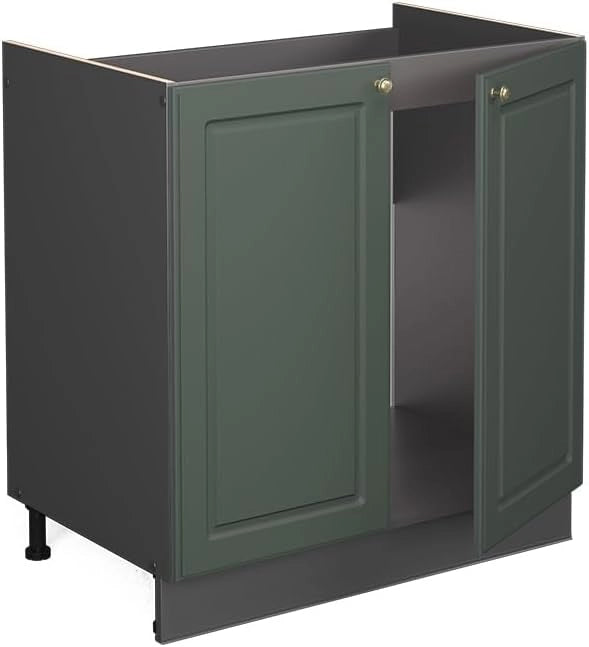 Mobile lavello cucina Fame-Line, Verde-oro Country House, 80 cm senza piano di lavoro, per la combinazione con altri moduli della serie Fame-Line