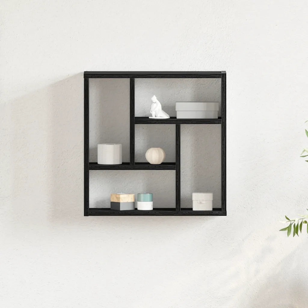Scaffale a Parete Rovere Nero 45x16x45 cm in Truciolato