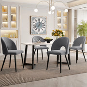 Tavolo da pranzo per 4 persone con 4 sedie in velluto e MDF, gambe regolabili, grigio