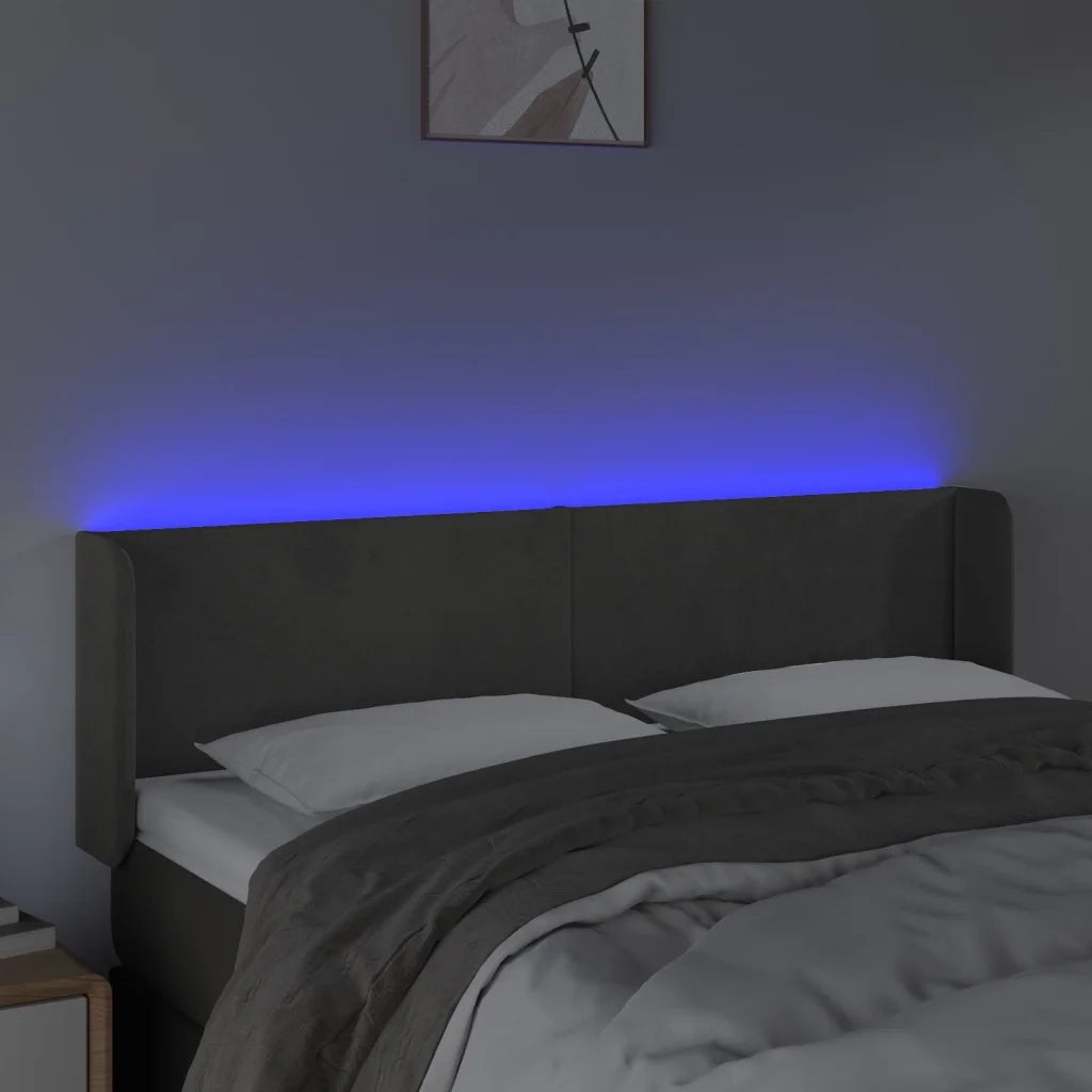Testiera a LED Grigio Scuro 147x16x78/88 cm in Velluto 3123005