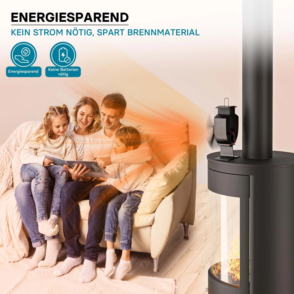 Ventilatore per stufa a legna camino, Ventola con 5 pale, 70-350 °C, funzionamento senza elettricità