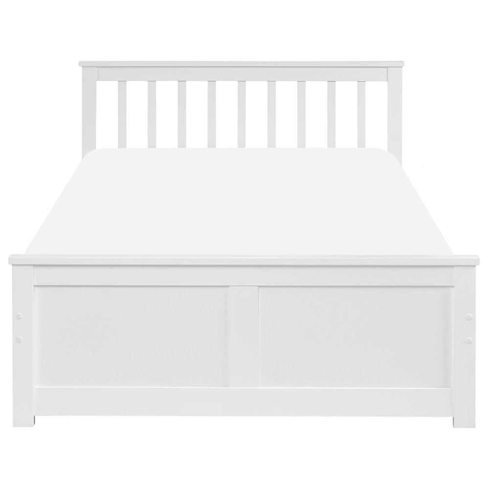 Letto con rete bianca in MDF di pino, 120 x 200 cm, con testiera minimalista
