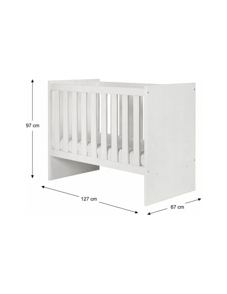 Lettino robusto 60x120 trasformabile in letto per bambini 90x200, colore bianco, collezione DANAÉ.