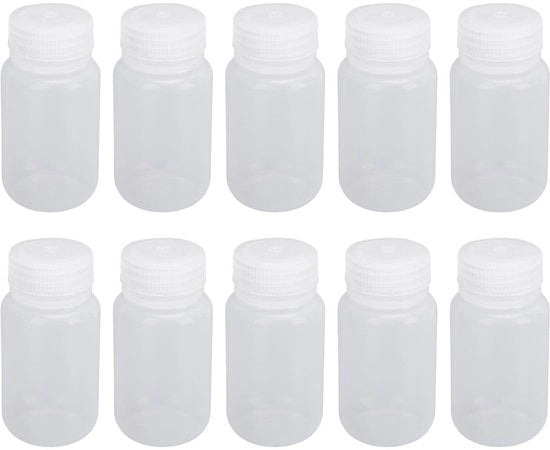 Contenitore per risciacquo 10 pezzi - Flacone per reagenti - Contenitore di stoccaggio per liquidi - PP - Plastica - Cappuccio a vite - Apertura ampia - Eccellenti prestazioni di chiusura ermetica