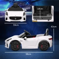 Macchina per Bambini 12V Maserati Gran Turismo Folgore con Telecomando, Età 3-5 Anni, Bianco