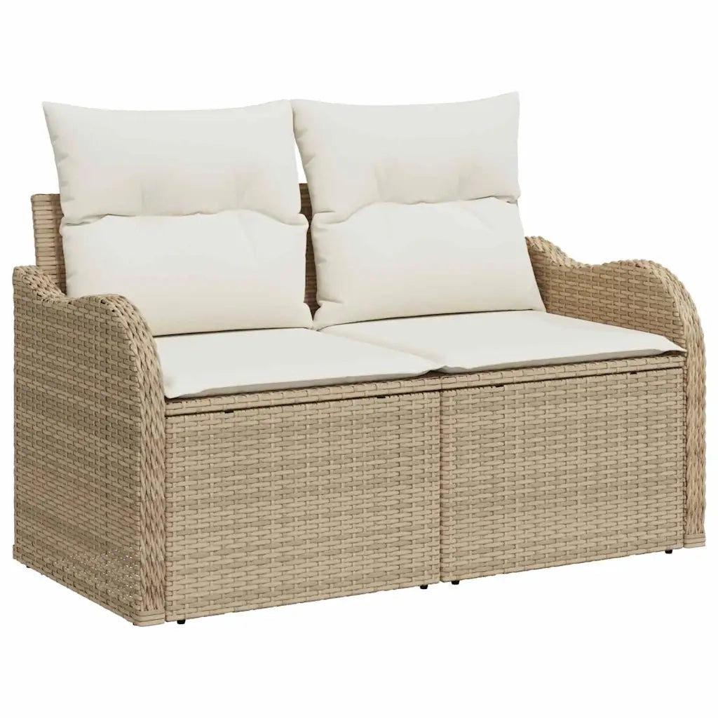 Set Divano da Giardino 7 pcs Beige e Crema polyrattan