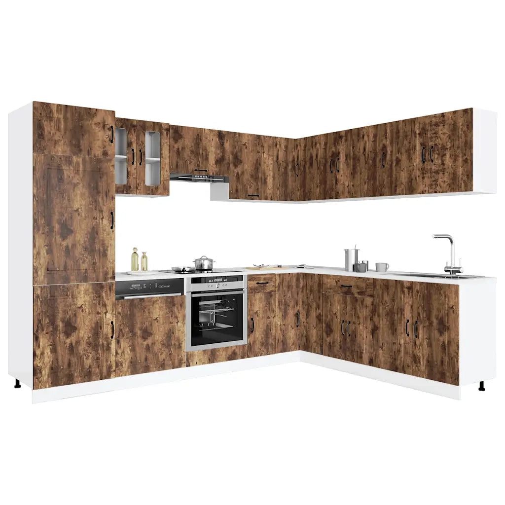 Set Mobili da Cucina 14 pz Kalmar Rovere Fumo Legno Multistrato
