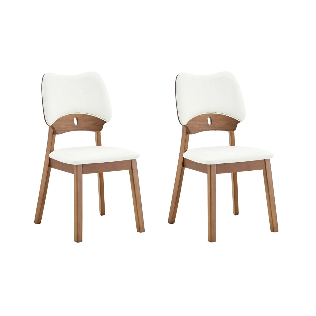 Set di 2 sedie da pranzo con schienale a farfalla; seduta imbottita in legno; bianco