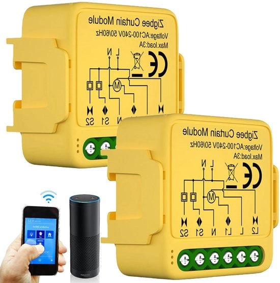 Pannelli di controllo Wi-Fi 2 pezzi 24 GHz - controllo di apertura automatica per motori di tenda - compatibile con Alexa/Google Home.