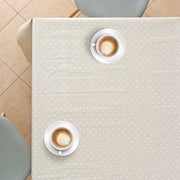 Tavolo da pranzo Vintage Beige - Lavabile in plastica - Imbottito - Acquapliggibile - Dimensioni 140x200 cm - Disegno a puntini - Facile da pulire - Tappeto da tavolo in vinile