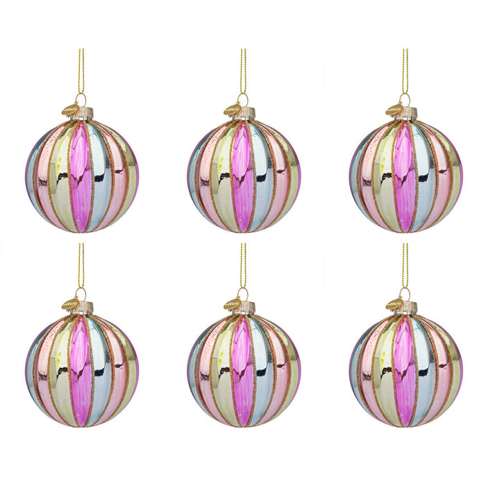 Pallina Natale in Vetro Arcobaleno Multicolor Oro Lurex