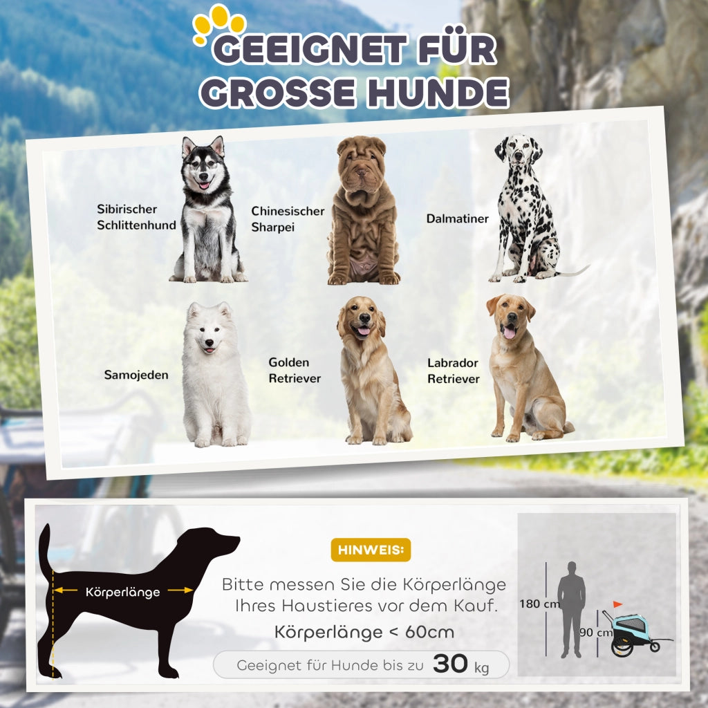Carrello per cani 2in1 ¨C zephmum ¨C blu chiaro, acciaio, 170x77x90 cm