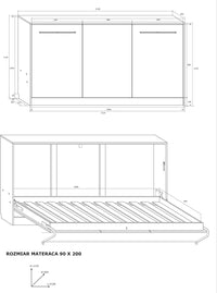 Mobile con Letto Pieghevole Integrato Roger cm 212x40x113h rovere blu