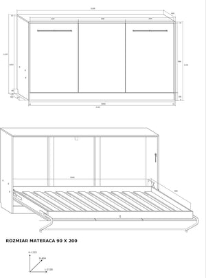 Mobile con Letto Pieghevole Integrato Roger cm 212x40x113h rovere blu