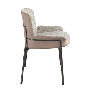 Sedia in tessuto grigio e velluto marrone