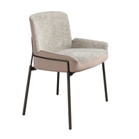 Sedia in tessuto grigio e velluto marrone