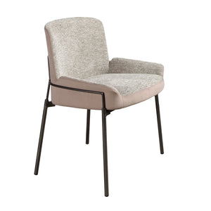 Sedia in tessuto grigio e velluto marrone