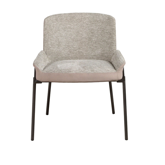 Sedia in tessuto grigio e velluto marrone