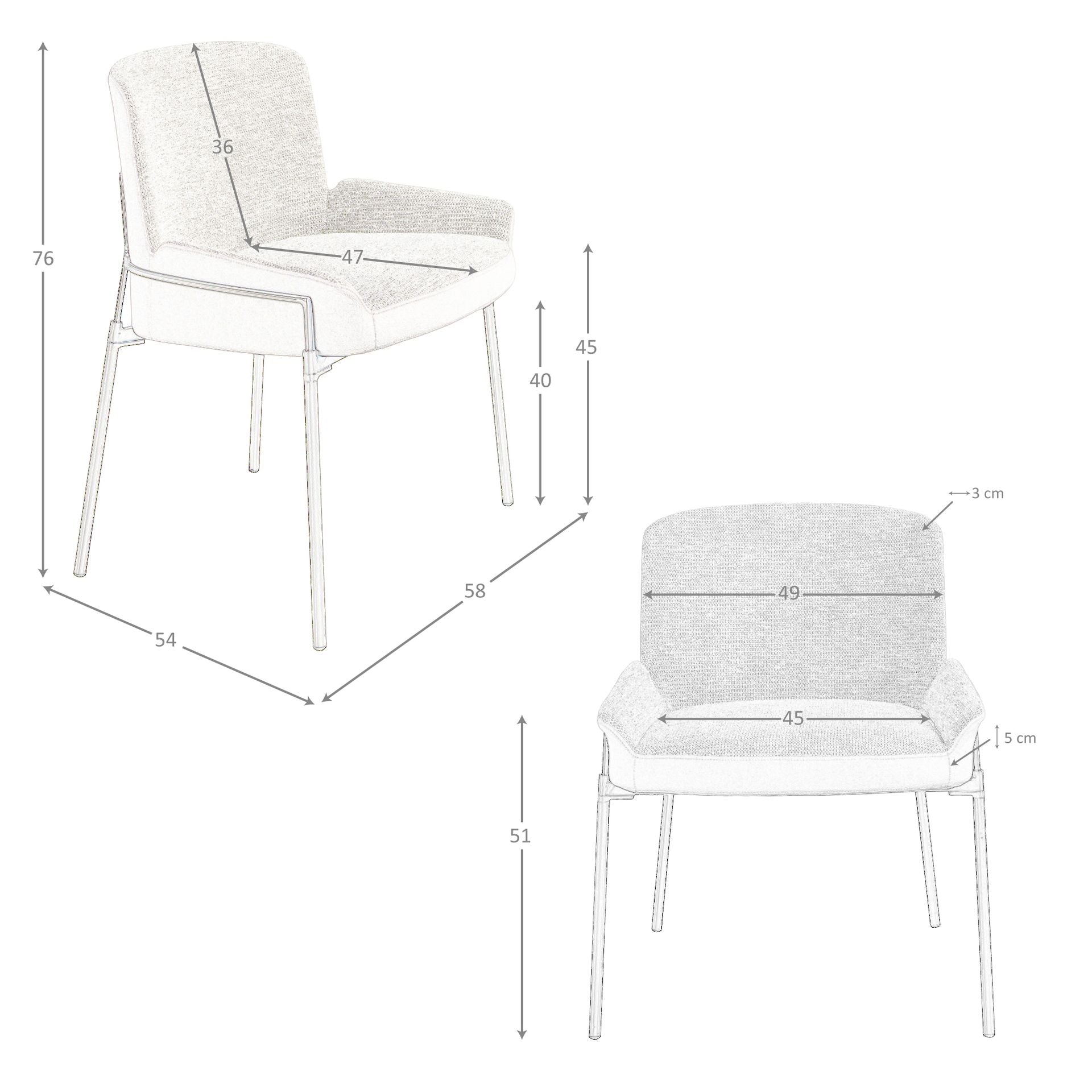 Sedia in tessuto grigio e velluto marrone