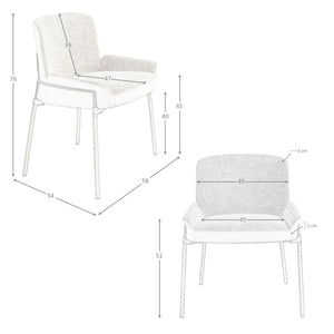 Sedia in tessuto grigio e velluto marrone