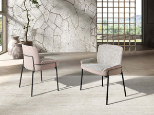 Sedia in tessuto grigio e velluto marrone