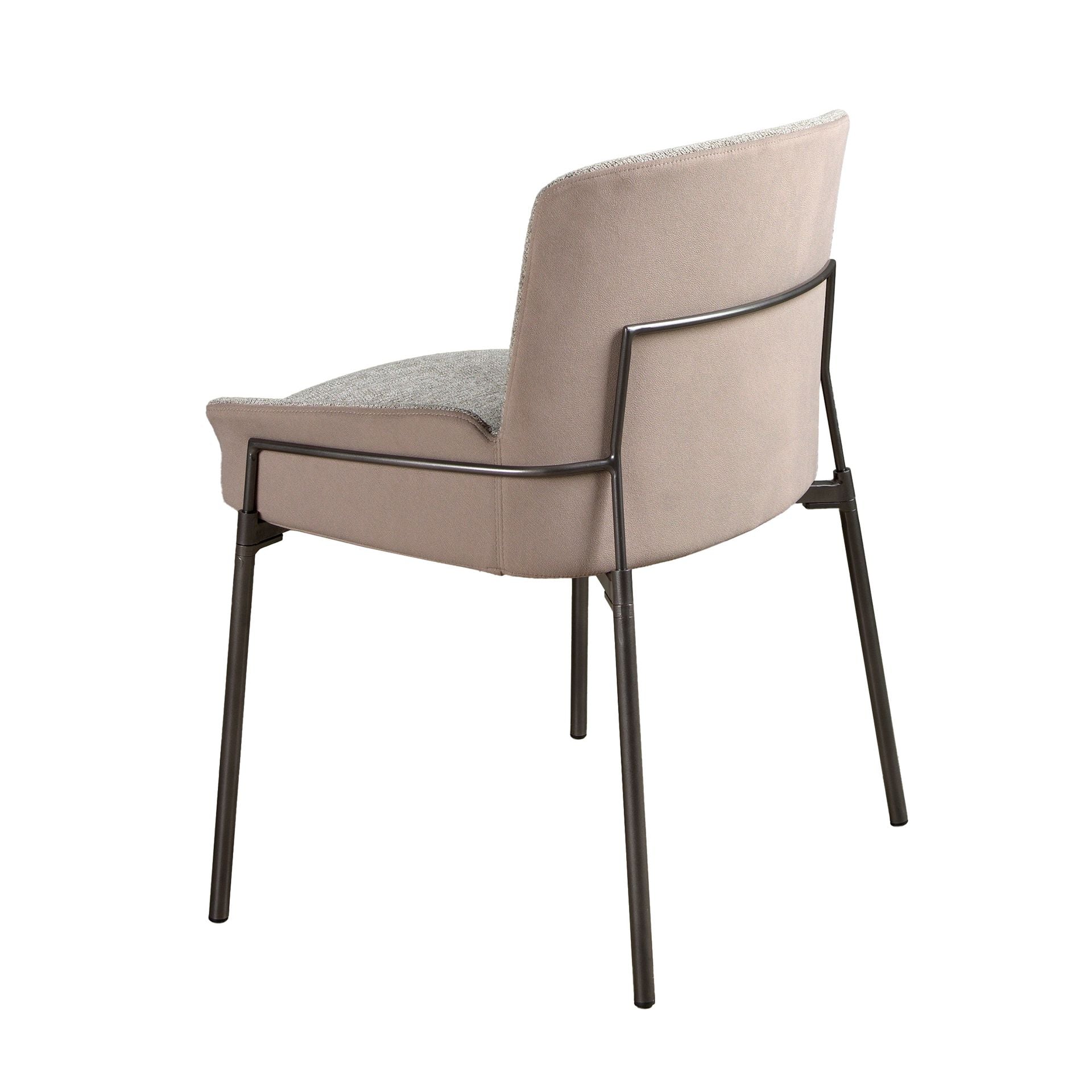 Sedia in tessuto grigio e velluto marrone