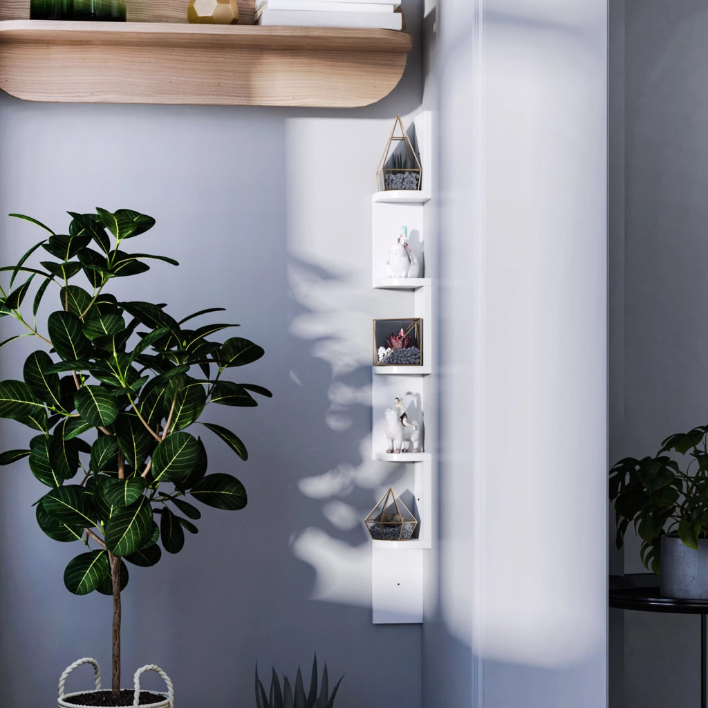 Libreria a Parete Angolare 5 Livelli Legno Bianco ¨C zephmum ¨C 120 cm