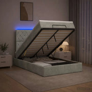Letto Ottomano con Materasso e LED Grigio Chiaro 120 x 190 cm 3458217