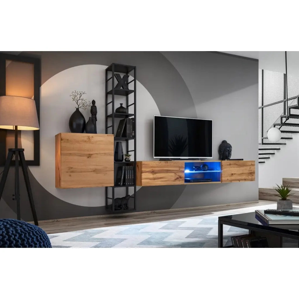 Set di mobili da salotto in stile industriale SWITCH M6. Colore rovere.